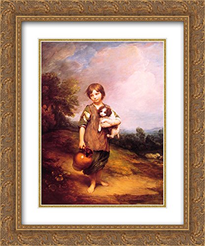 Thomas Gainsborough Cottage Girl With Dog And Pitcher Art Print - 20x24 Inch Gold Ornate Frame, Double Matted Museum Quality - Perfect for Living Room, Bedroom, or Office Wall Decor