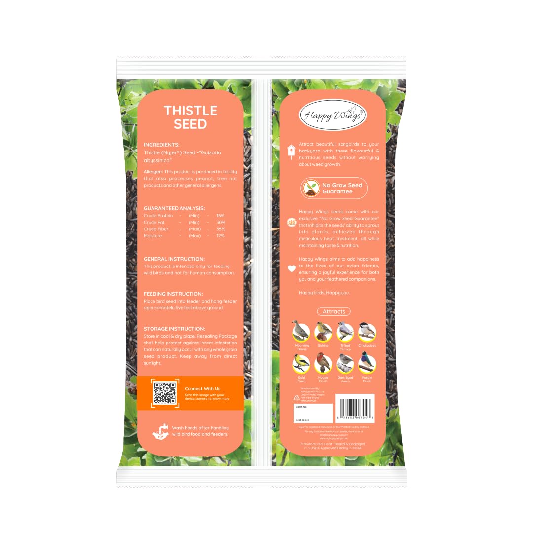 Premium Nyjer/Thistle Bird Seed - 10lb No-Grow Wild Bird Food with Free Mesh Sock Feeder | Attracts Finches & Songbirds | Backyard Birdwatching & Garden Feeding