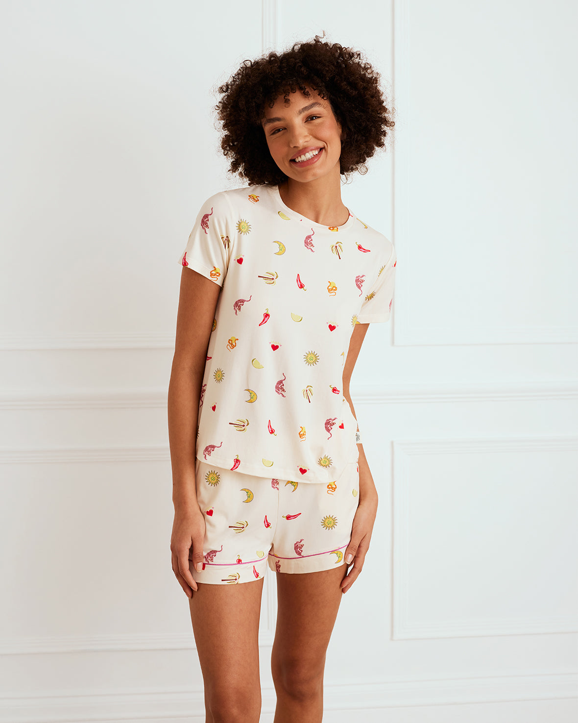 Desert Icons Print Short Pajama Set - Soft Cotton Sleepwear for Women - Perfect for Summer Nights & Lounge Wear