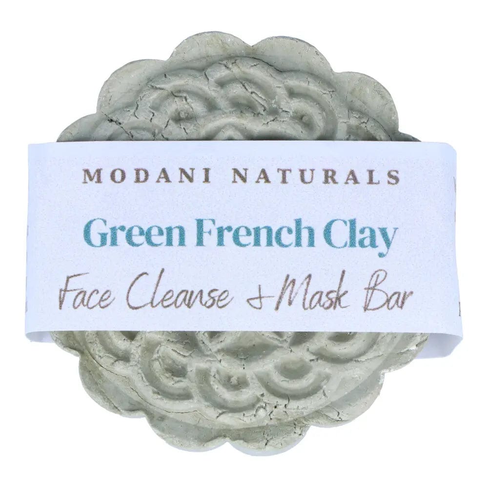 Modani Naturals Cleanse & Mask Bar with French Green Clay - 90g Detoxifying Facial Soap & Deep Cleansing Mask for Acne, Blackheads & Oily Skin - Perfect for Spa Day & At-Home Skincare Routine
