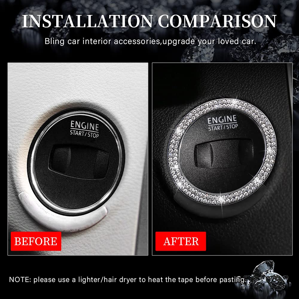 Sparkling LECART Ignition Button Ring for Volkswagen CC 2009-2017 - Bling Car Accessories Interior Upgrade for VW CC - Perfect for Night Driving & Luxury Interior Enhancement