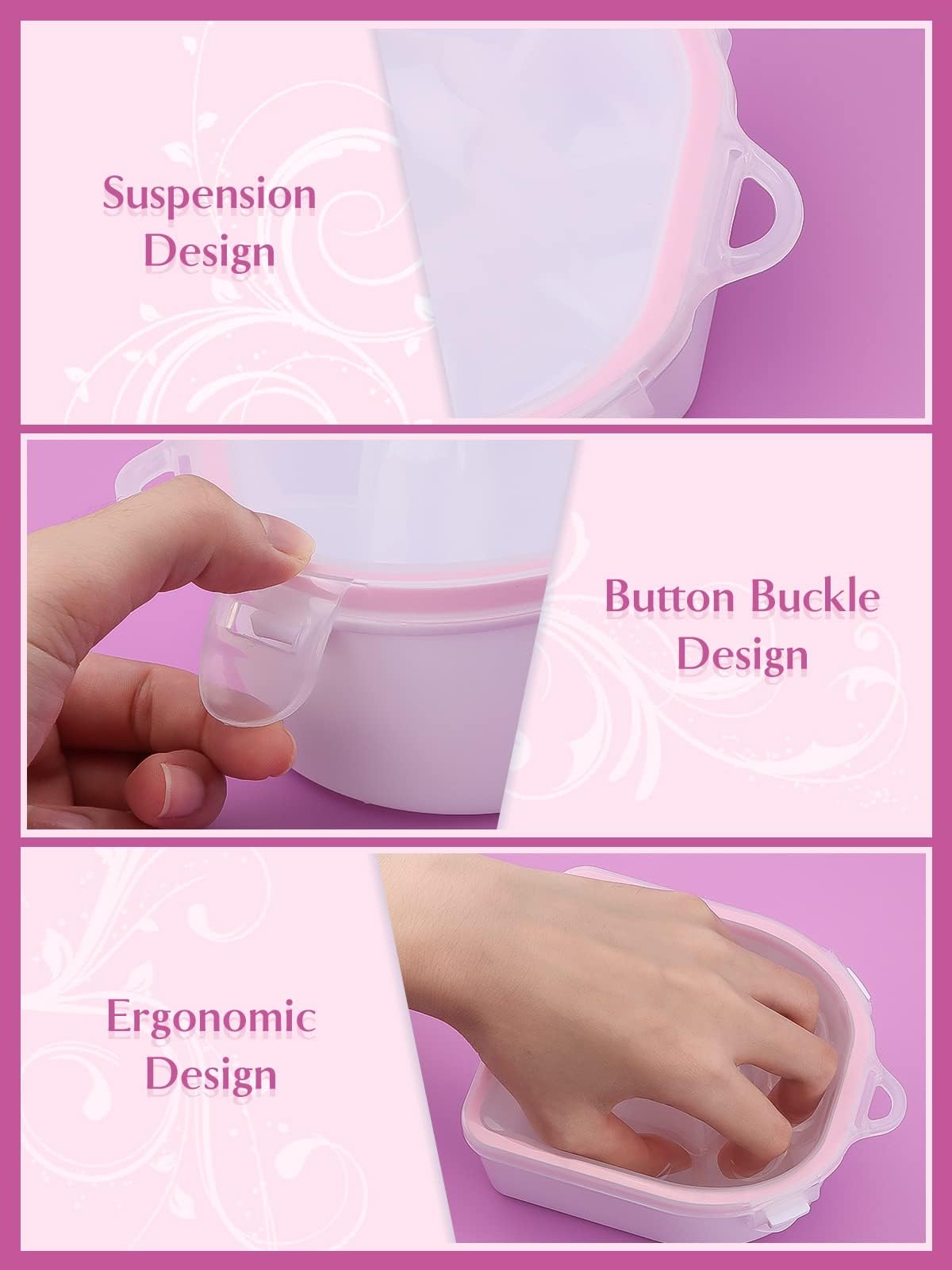 8PCS Nail Soak Bowl Set with Tools for Manicure & Pedicure at Home/Salon - Pink