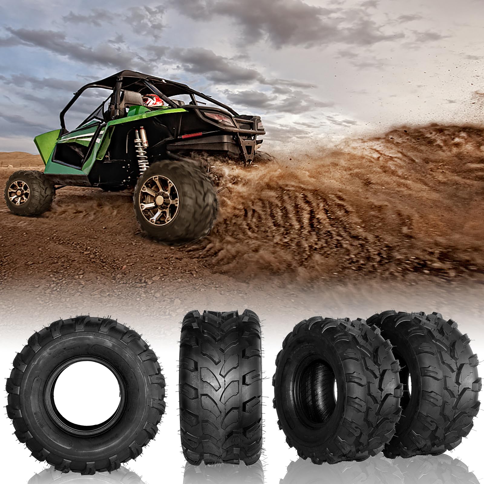 20X9.50-8 ATV Tires - 4 Ply Tubeless All Terrain Mud Tires (Set of 2) for Off-Road Adventures & Trail Riding