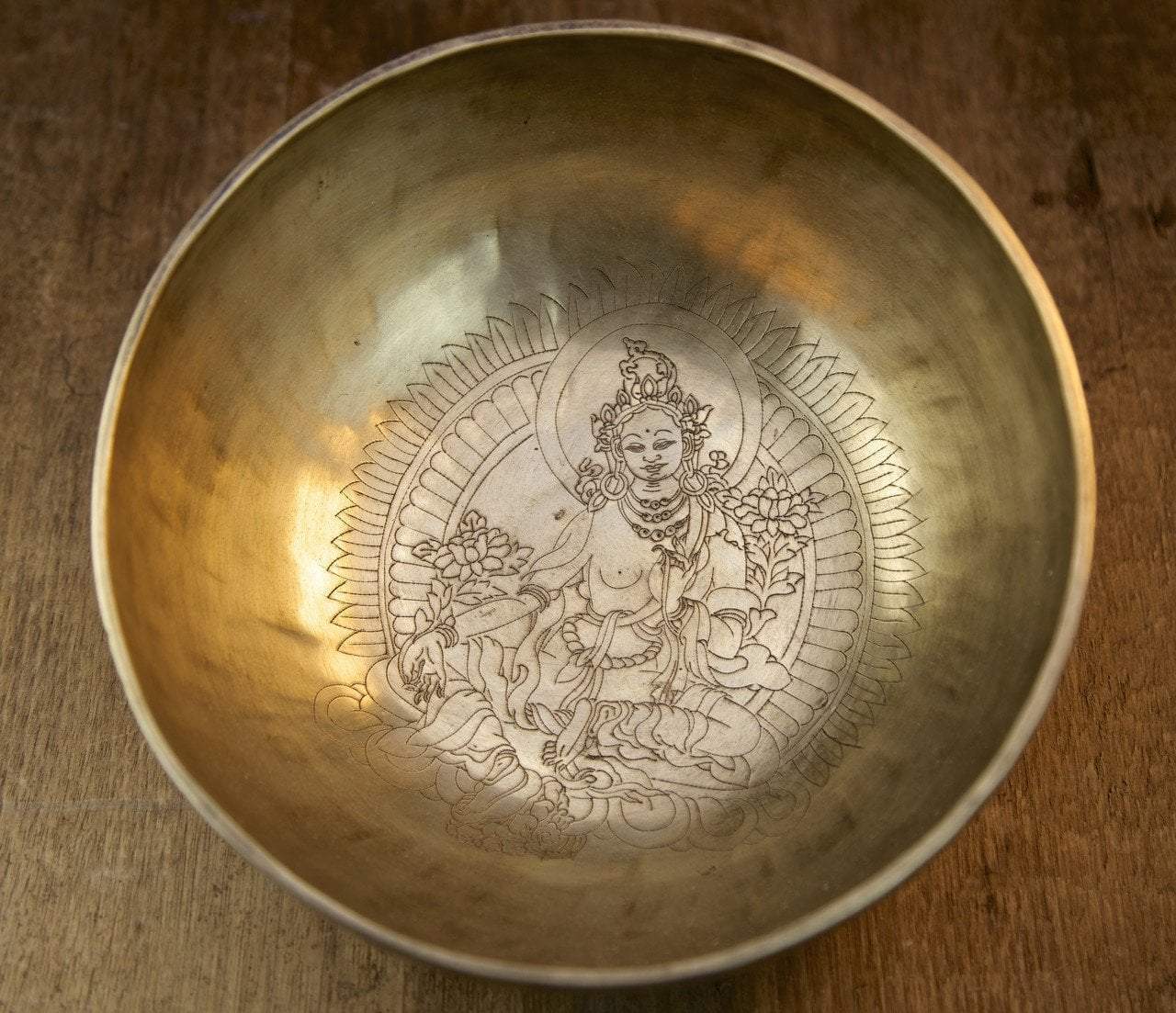 Hand Carved Tara 8.5 Inch Singing Bowl - Tibetan Meditation Bowl for Yoga, Sound Healing & Mindfulness Practice