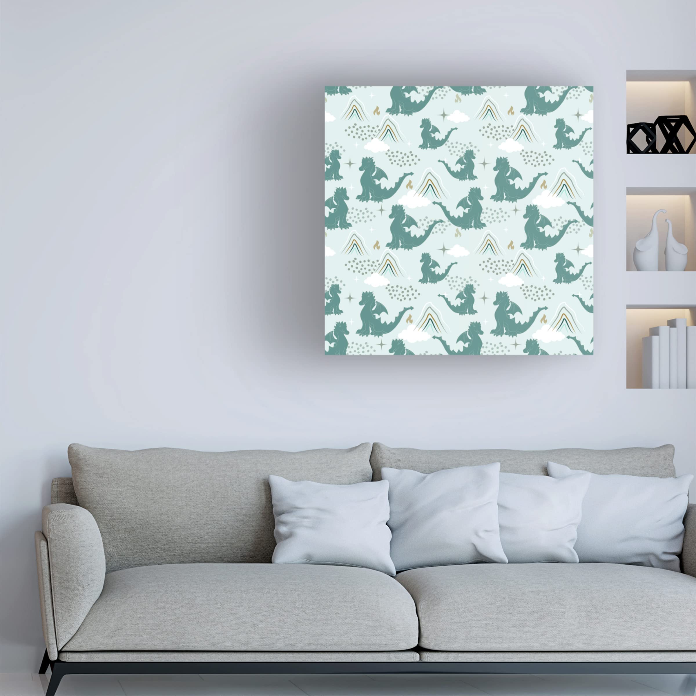 Deborah Knudson 'Dragon Fairy Tale' Canvas Wall Art Print - Fantasy Dragon Painting for Living Room, Bedroom & Office Decor