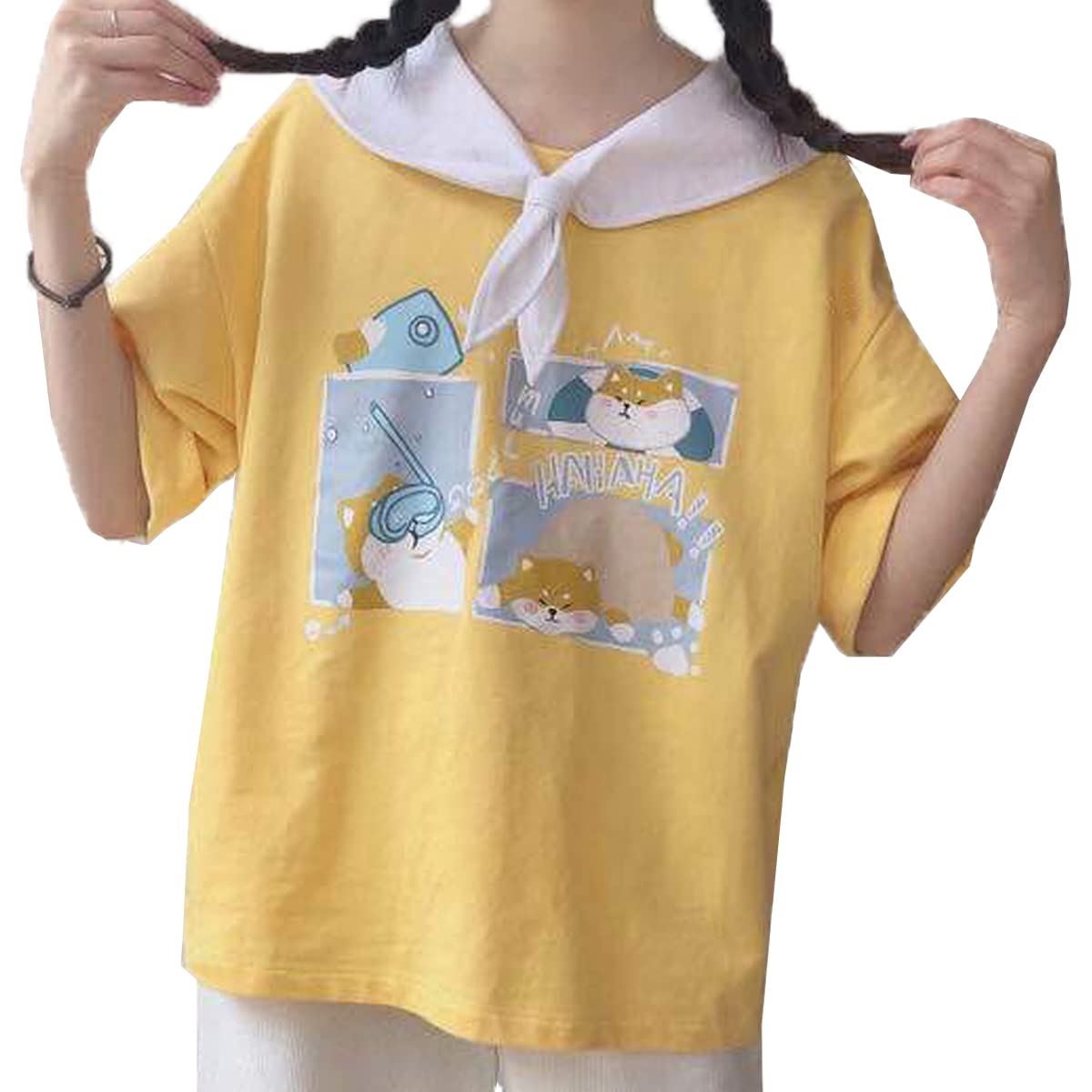 Funny Graphic T-Shirts for Teens - Japanese Style Turn-Down Collar Summer Casual Cute Tops for School, Streetwear & Daily Outfits