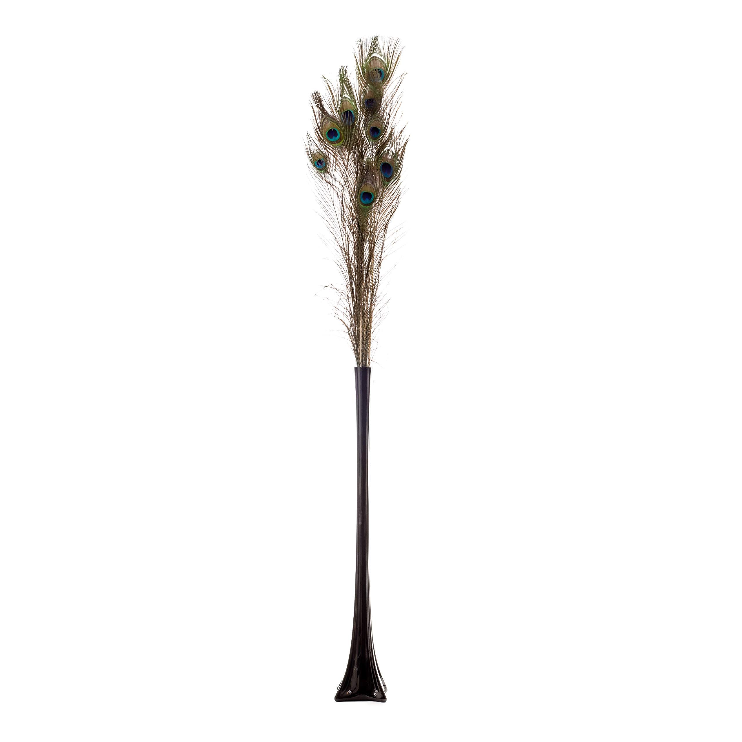 Eiffel Tower Vase 24 Inch - Tall Black Glass Vase for Wedding Centerpieces, Floral Arrangements & Home Decor - Elegant Skinny Flute Vase for Flowers, Table Decorations & Party Decor