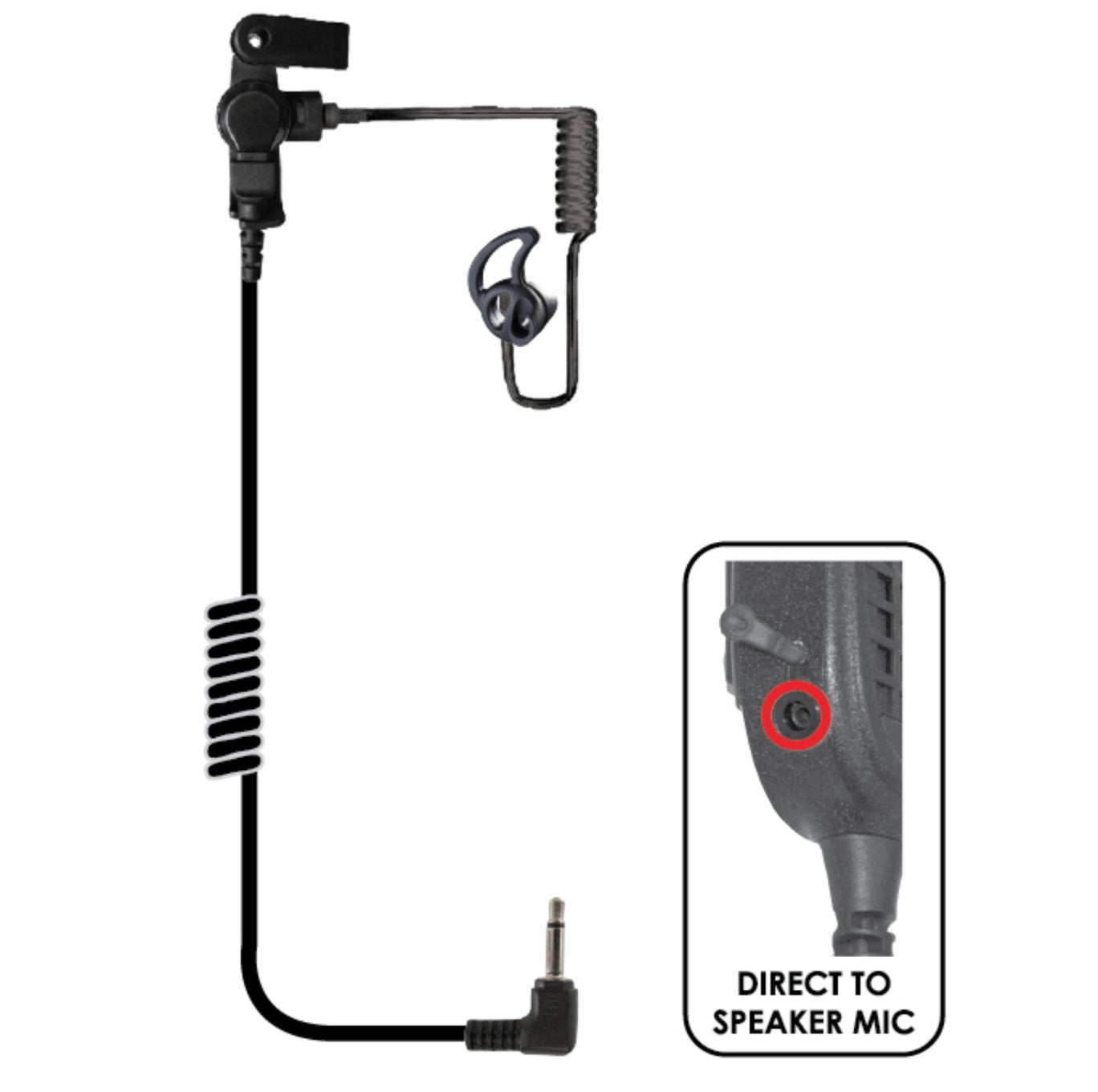 Fox Surveillance Black Diamond Tactical Listen Only Earpiece EP1069SCBT with 2.5mm Connector - Covert Communication Device for Security, Law Enforcement & Surveillance Operations