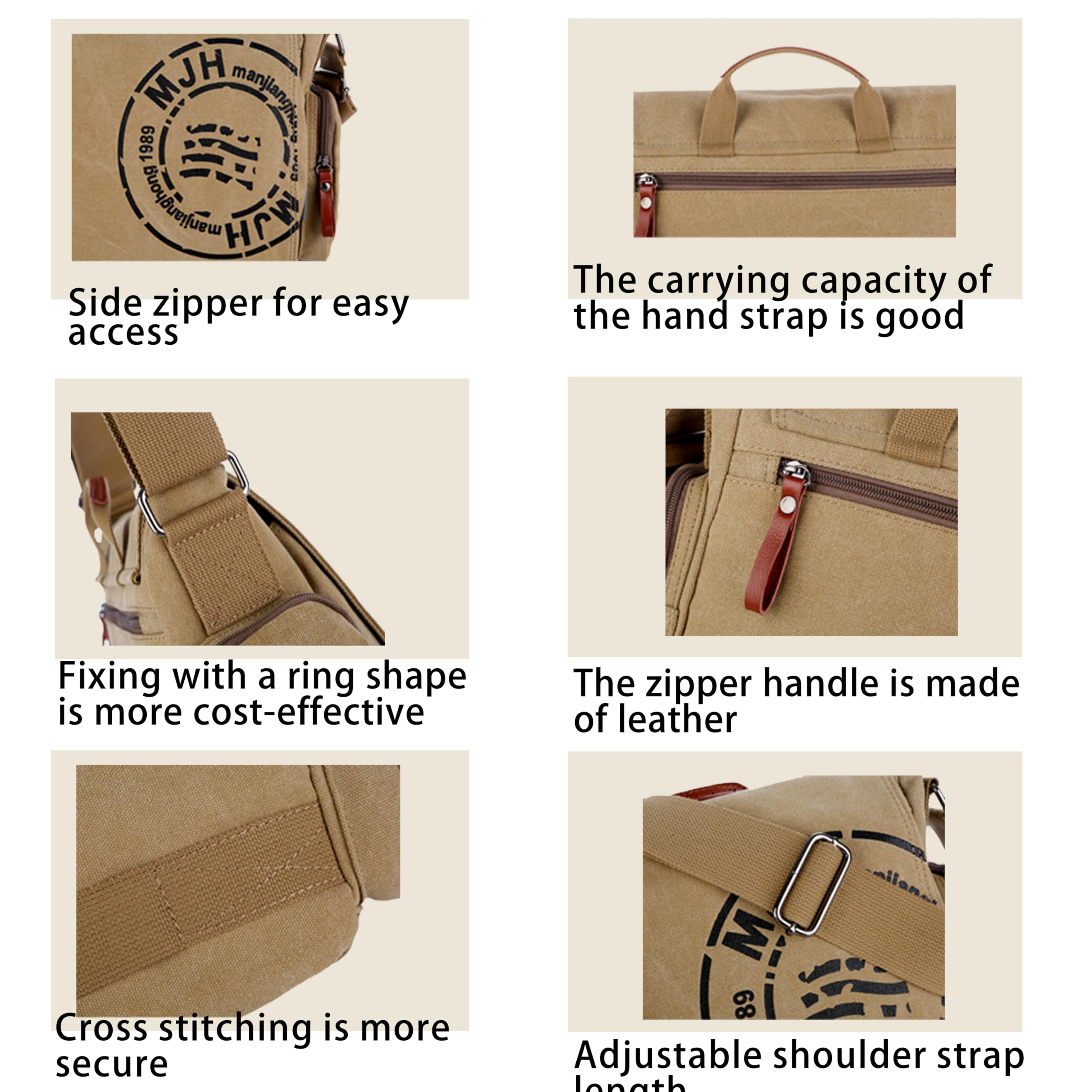 Stylish Canvas Messenger Bag for Men - Durable Travel Shoulder Bag with 13.5