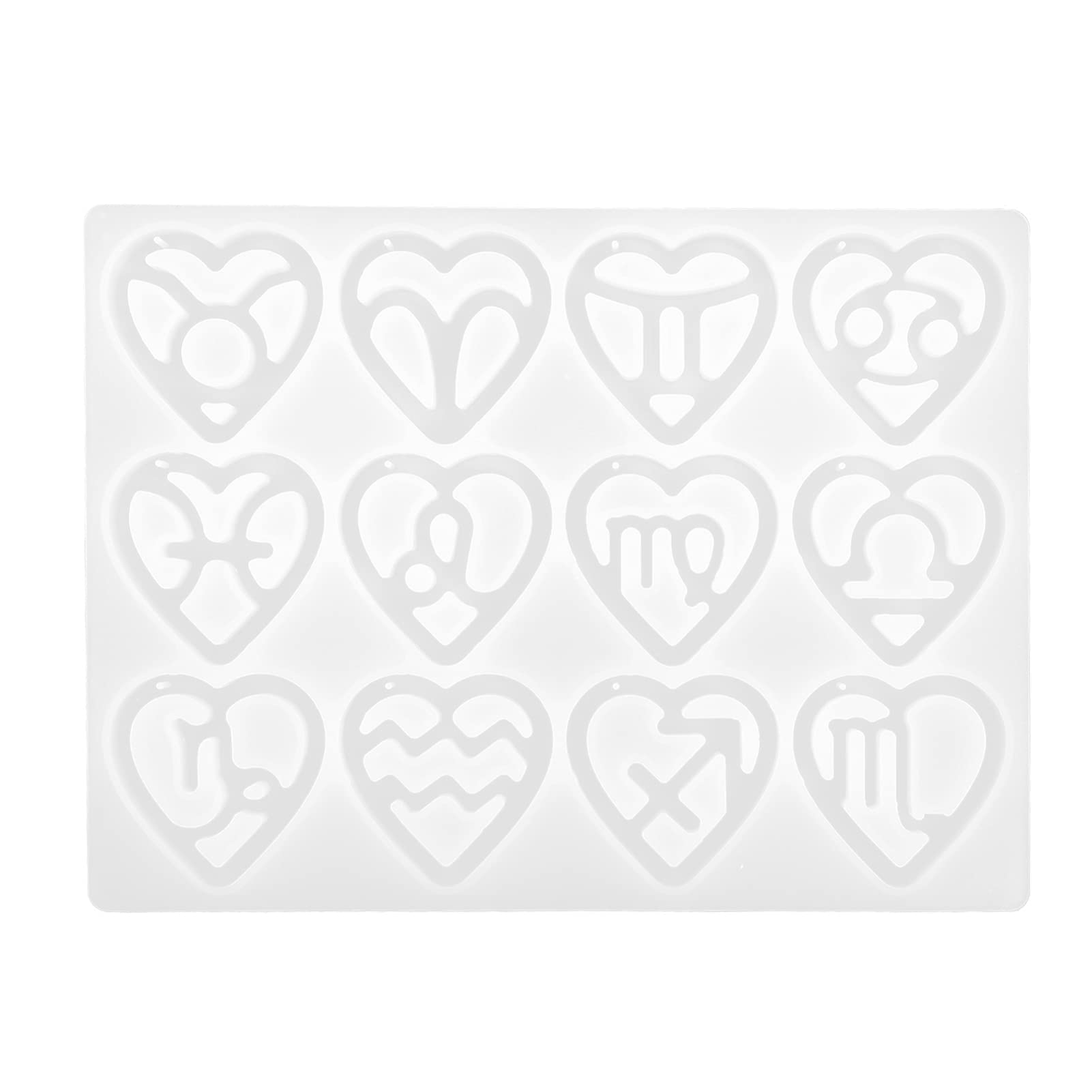 EXCEART 12 Zodiac Constellation Heart Pendant Silicone Molds for DIY Jewelry Making - Resin Craft Molds for Necklace Charms, Pendants & Home Decor (Perfect for Gifts, Craft Projects & Zodiac-Themed Jewelry)