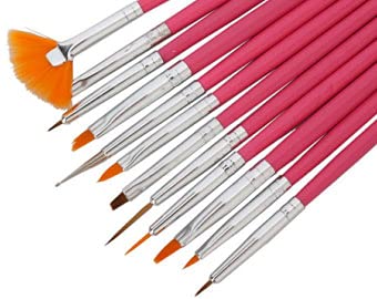 Frackson Professional 15-Piece Pink Nail Art Brush Set (14 Brushes + 1 Pen) for Nail Painting, Design, Drawing, Polish & Decoration | Perfect for Salon, Home Manicure & Nail Art Enthusiasts