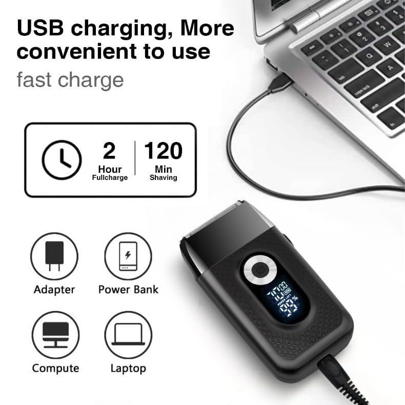 Rechargeable Electric Shaver for Men - Cordless LCD Display Beard Trimmer with Multifunctional Reciprocating Blades | Perfect for Travel, Home & Gym Use