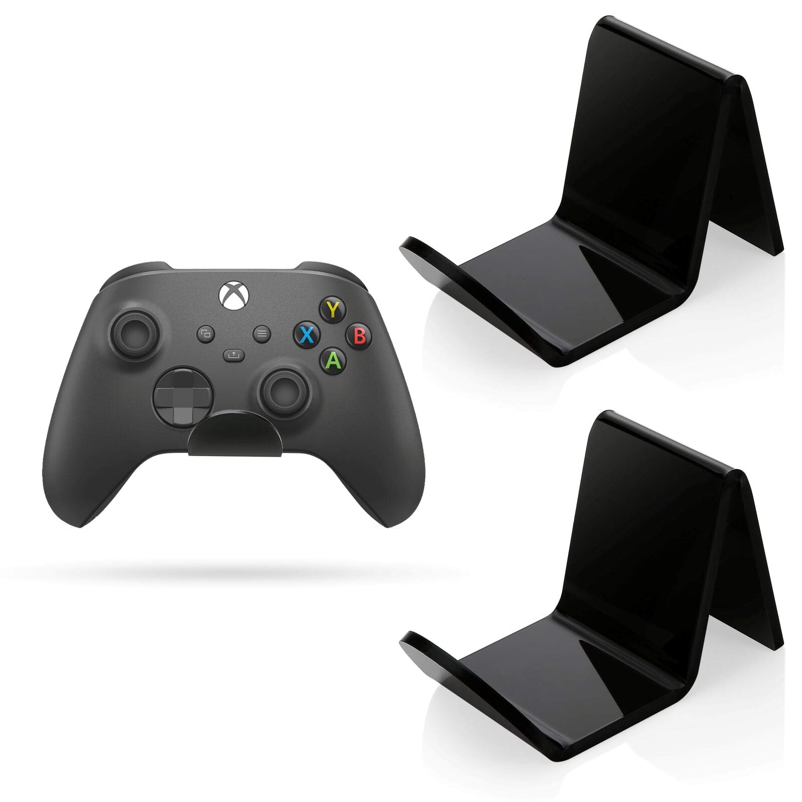 Universal Game Controller Holder Stand Wall Mount (2 Pack) - Compatible with PS5, Xbox Series X/S, PS4, Xbox One & PC Controllers - Cable Management Clips - Strong Adhesive Mounting - Perfect for Gaming Setup & Organized Storage