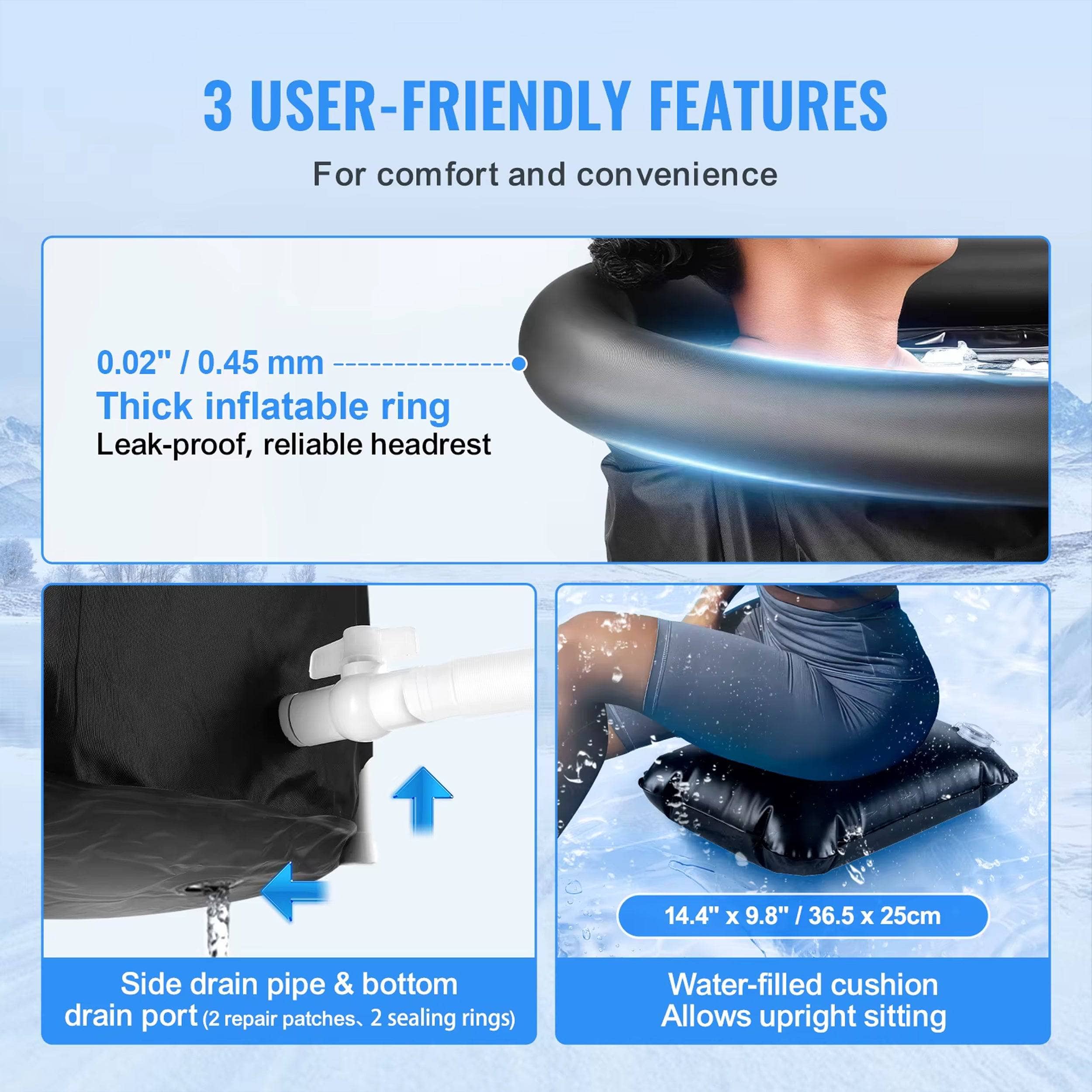 Premium Inflatable Cold Plunge Tub for Athletes & Recovery - Portable Ice Bath for Muscle Therapy, Post-Workout Recovery & Hydrotherapy at Home/Gym