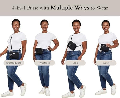 Baggallini Triple Zip Small Crossbody Bag for Women - 8x6 inch Lightweight Water-resistant Convertible Fanny Pack Belt Bag - Perfect for Travel, Shopping & Everyday Use