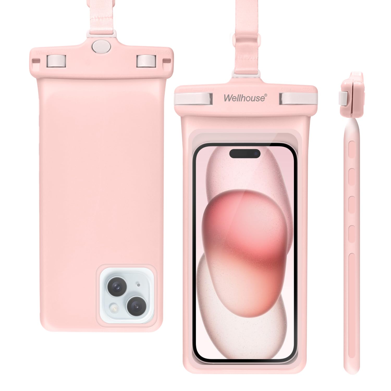 Waterproof Phone Pouch with Lanyard - IP8X Certified Dry Bag Case for iPhone 15 14 13 (6.1