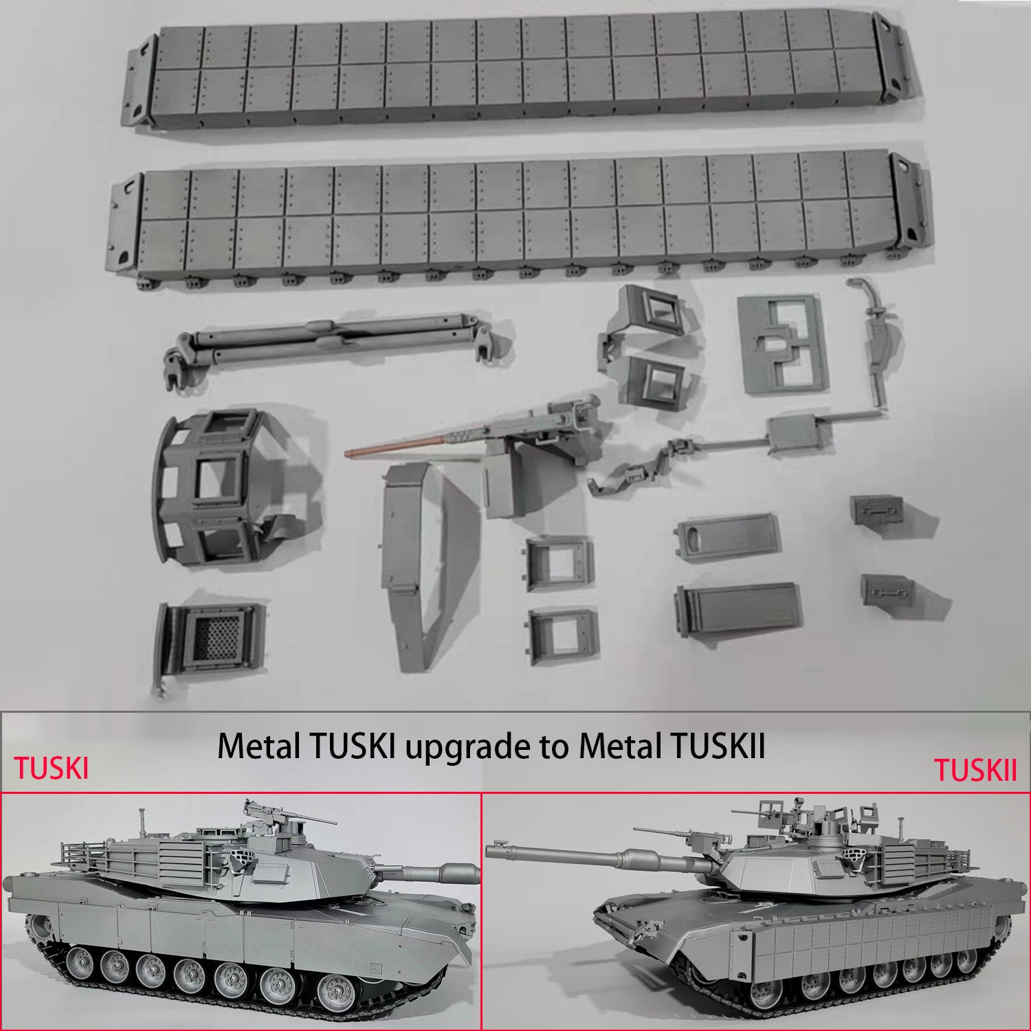1/16 Scale M1A2 Abrams RC Tank Upgrade Metal Parts for Henglong Tamiiya Trumpeter - TUSKI TUSKII Replacement Decoration Kit | Durable Accessories for Military Model Enthusiasts & RC Tank Battles