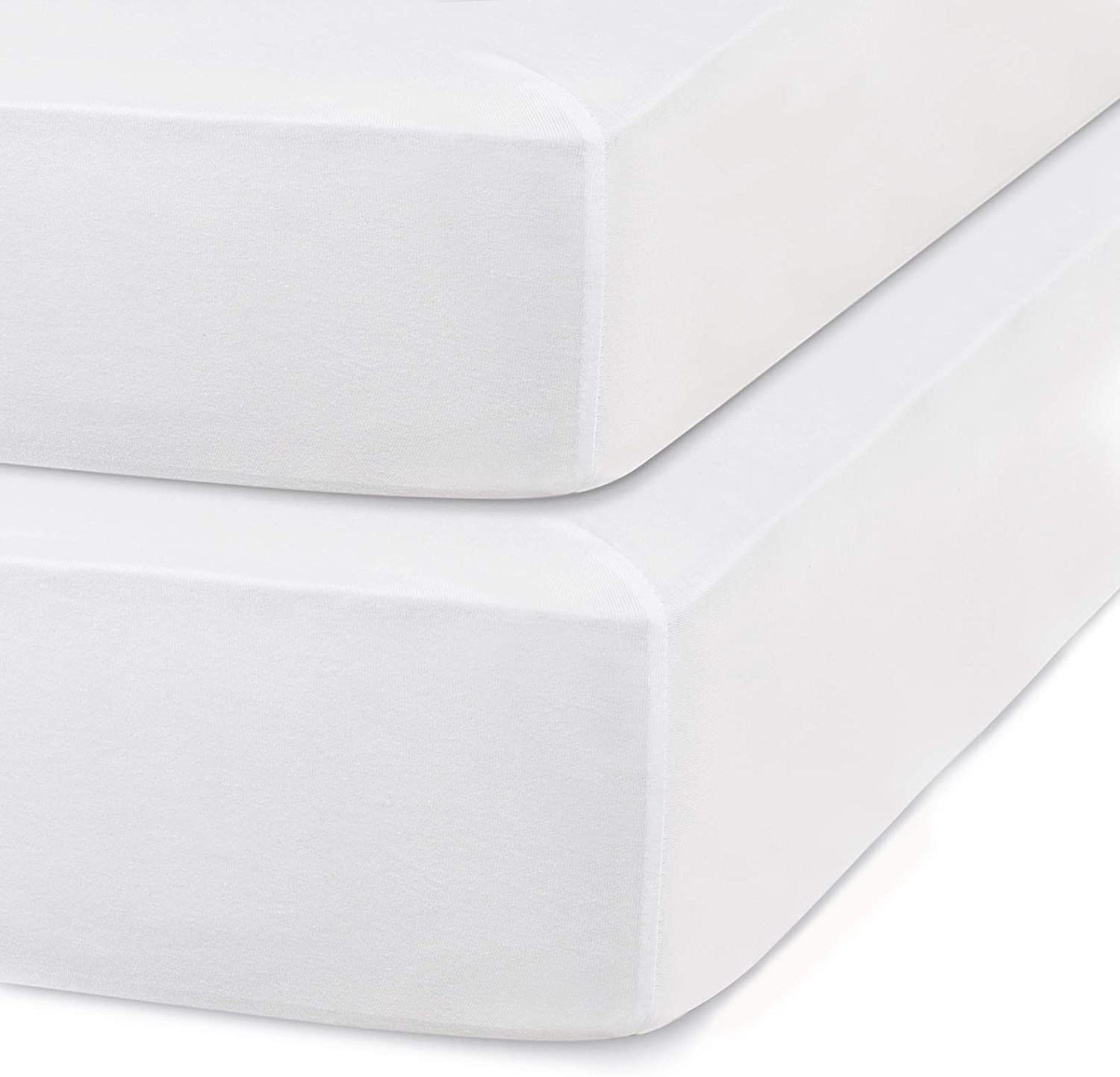 100% Natural Organic Cotton Fitted Mini Crib Sheets - Soft Breathable White Baby Crib Mattress Cover for Boys & Girls - Pack of 4 (24