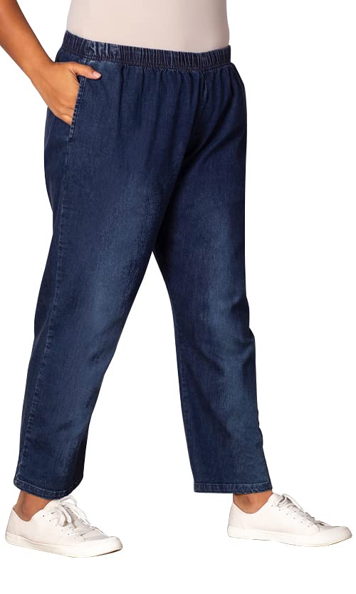 Plus Size Relaxed Leg Cotton Denim Jeans for Women - Comfortable Stretch Casual Pants for Everyday Wear | Perfect for Work, Shopping & Weekend Outings