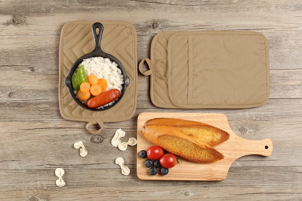 Heat Resistant Cotton Oven Pot Holder Set of 3 with Pocket - 7