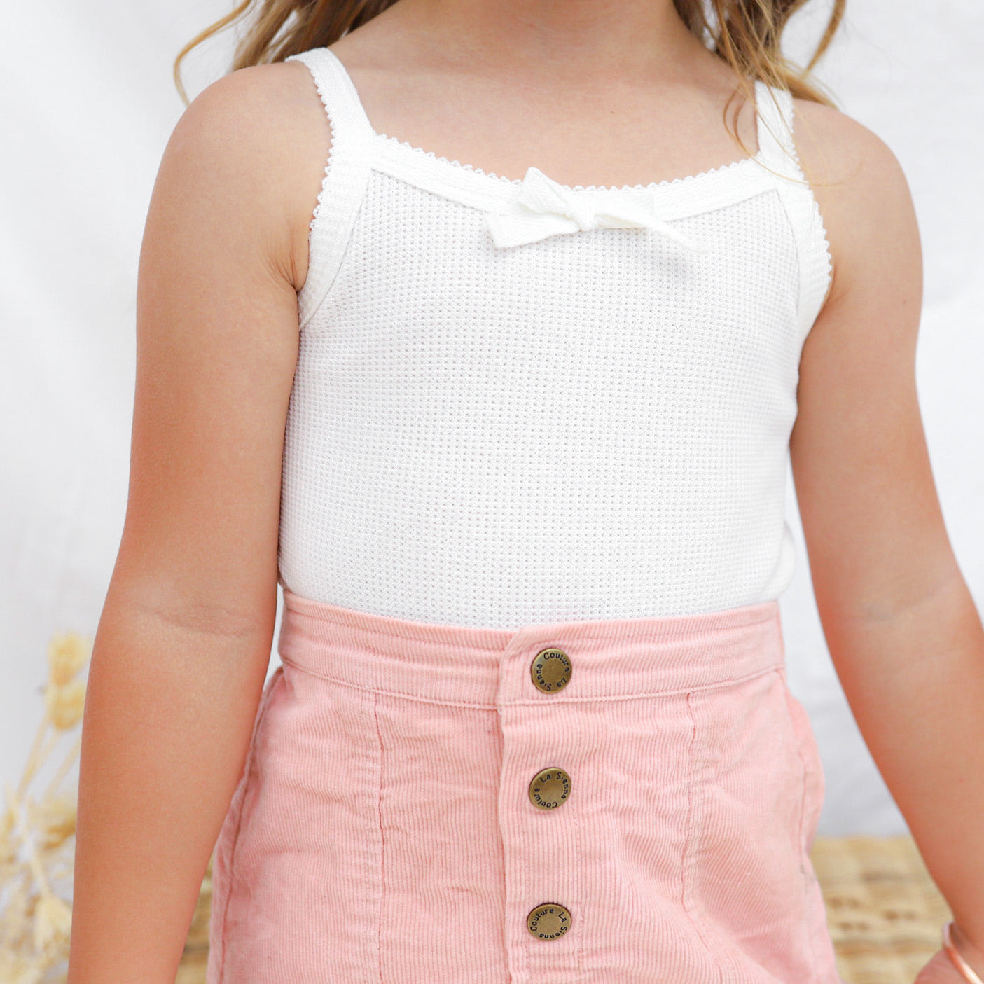 Dainty Waffle Singlet for Women - Soft Coconut Color Summer Tank Top | Perfect for Beach, Vacation & Casual Wear