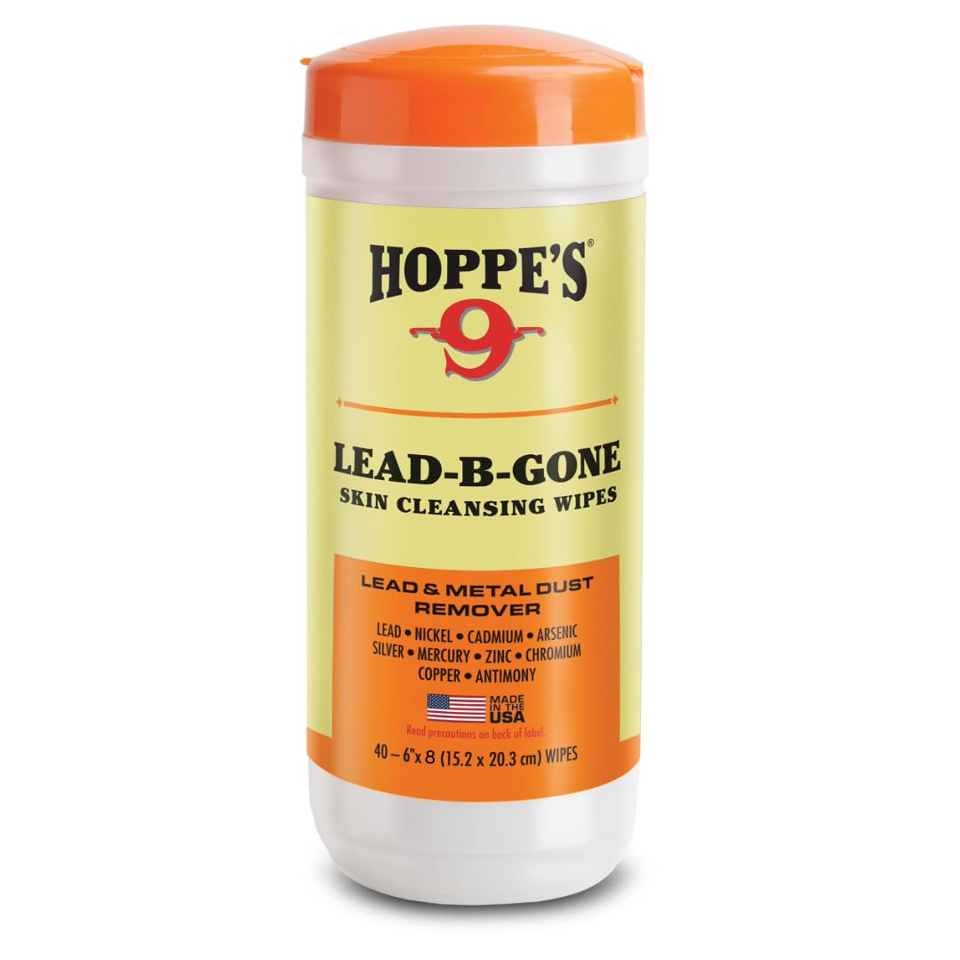 Hoppe's LBG40 Lead-B-Gone Skin Cleansing Wipes - Pack of 40 | Heavy Metal & Lead Removal | Post-Shooting & Range Cleaning | Gun Range Safety Essentials