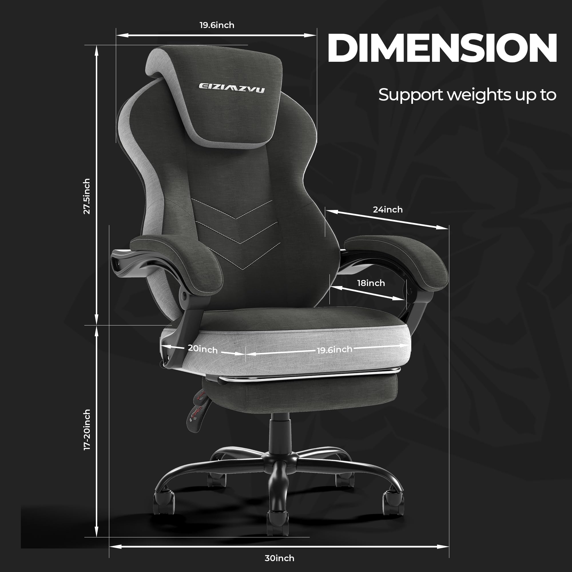 Ergonomic Office Chair with Adjustable Headrest & Footrest - High Back Computer Desk Chair with Linkage Armrests - Reclining Swivel Chair for Home & Executive Office - Perfect for Long Work Hours & Gaming (Black)