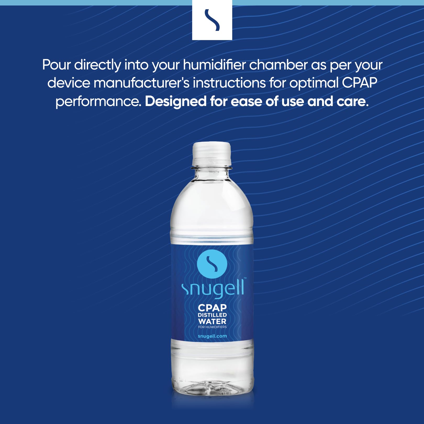 **Snugell Distilled Water for CPAP Machines - 12-Pack (16.9 oz Each) - 30-Day Supply - Clean, Multi-Use, Travel-Friendly - Made in USA - Ideal for Travel, Home & Medical Use**