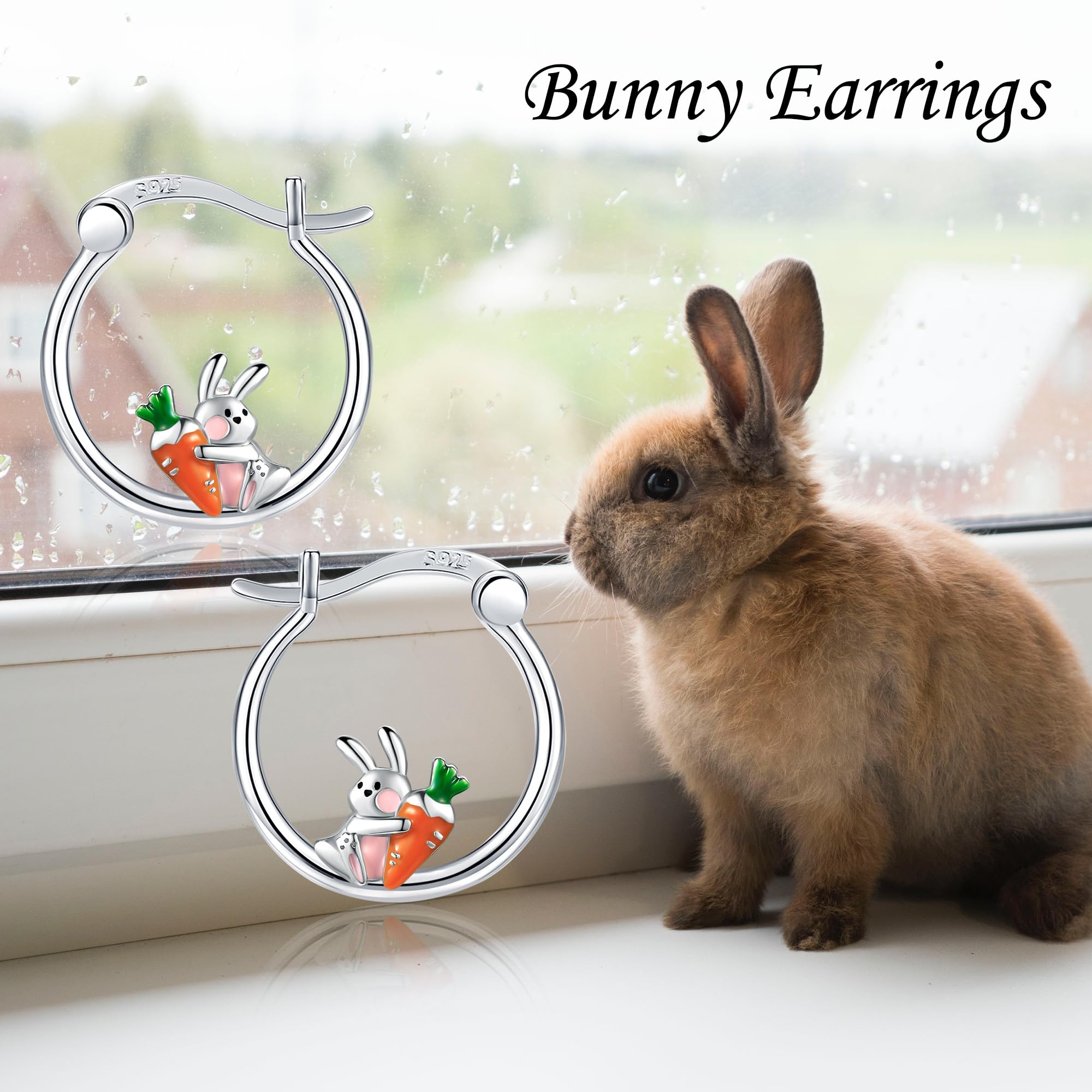 925 Sterling Silver Animal Hoop Earrings - Cat, Cow, Spider, Rabbit, Axolotl, Teddy Bear Cute Stud Earrings for Women | Perfect Gift for Animal Lovers, Birthday, Christmas & Everyday Wear