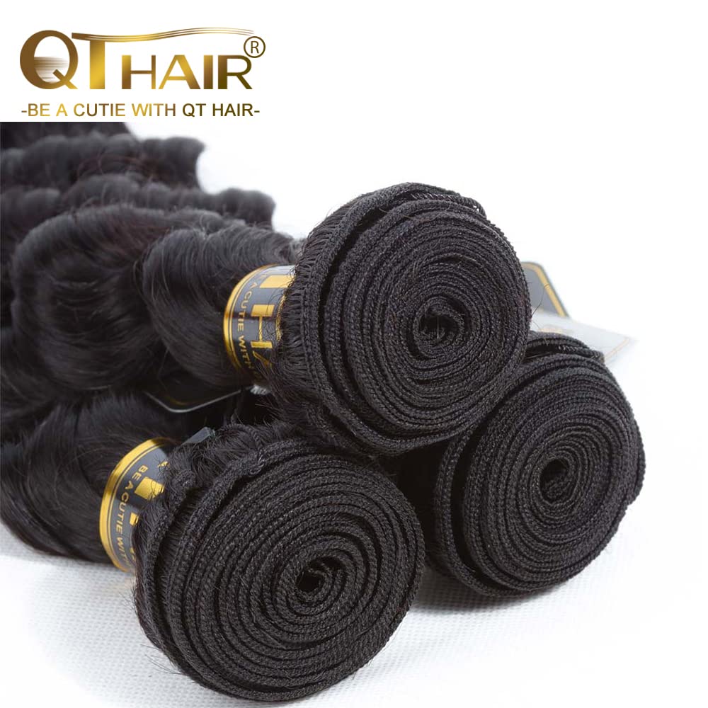 QTHAIR 14A Brazilian Loose Deep Wave Human Hair Bundles for Women - 20