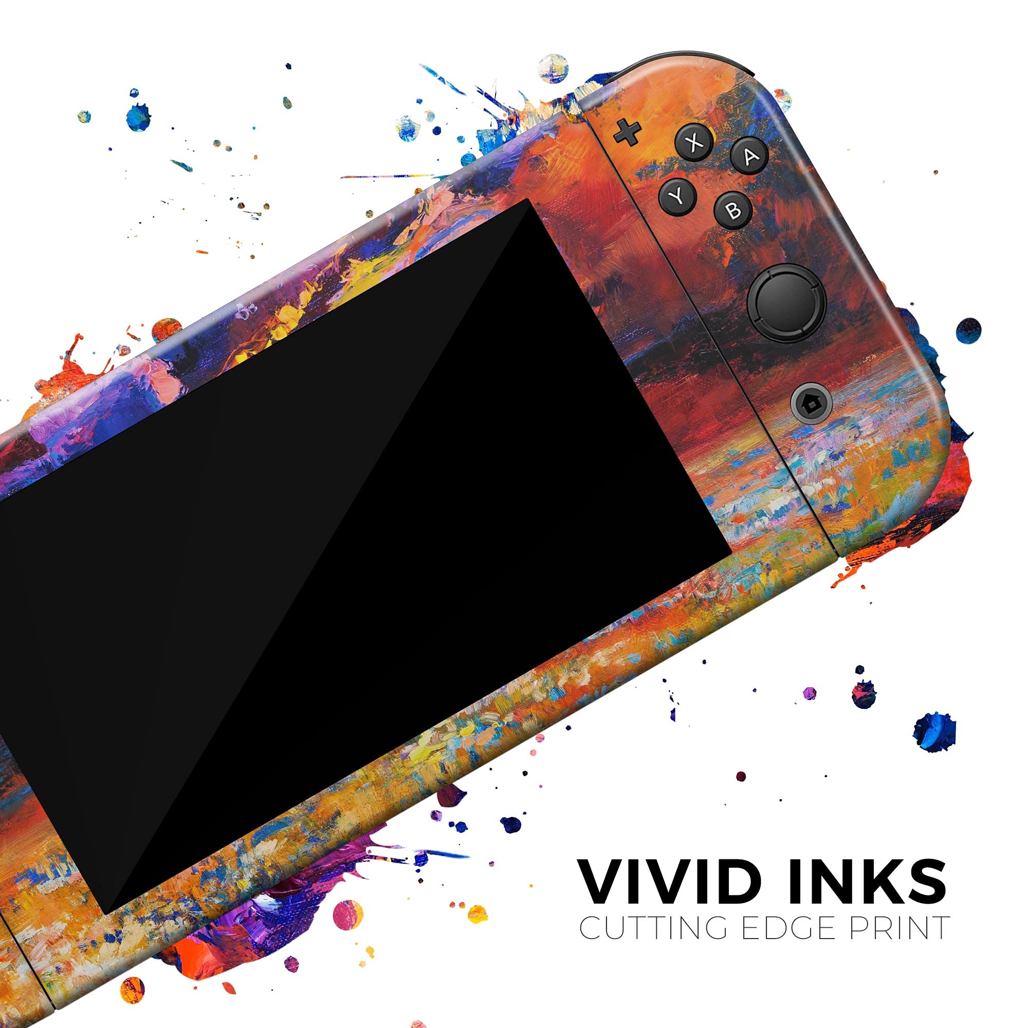 Nintendo Switch Pro Controller Skin - Scratch-Resistant Removable Vinyl Wrap Cover with Oil Painted Meadow Design - Perfect for Gaming Protection & Customization