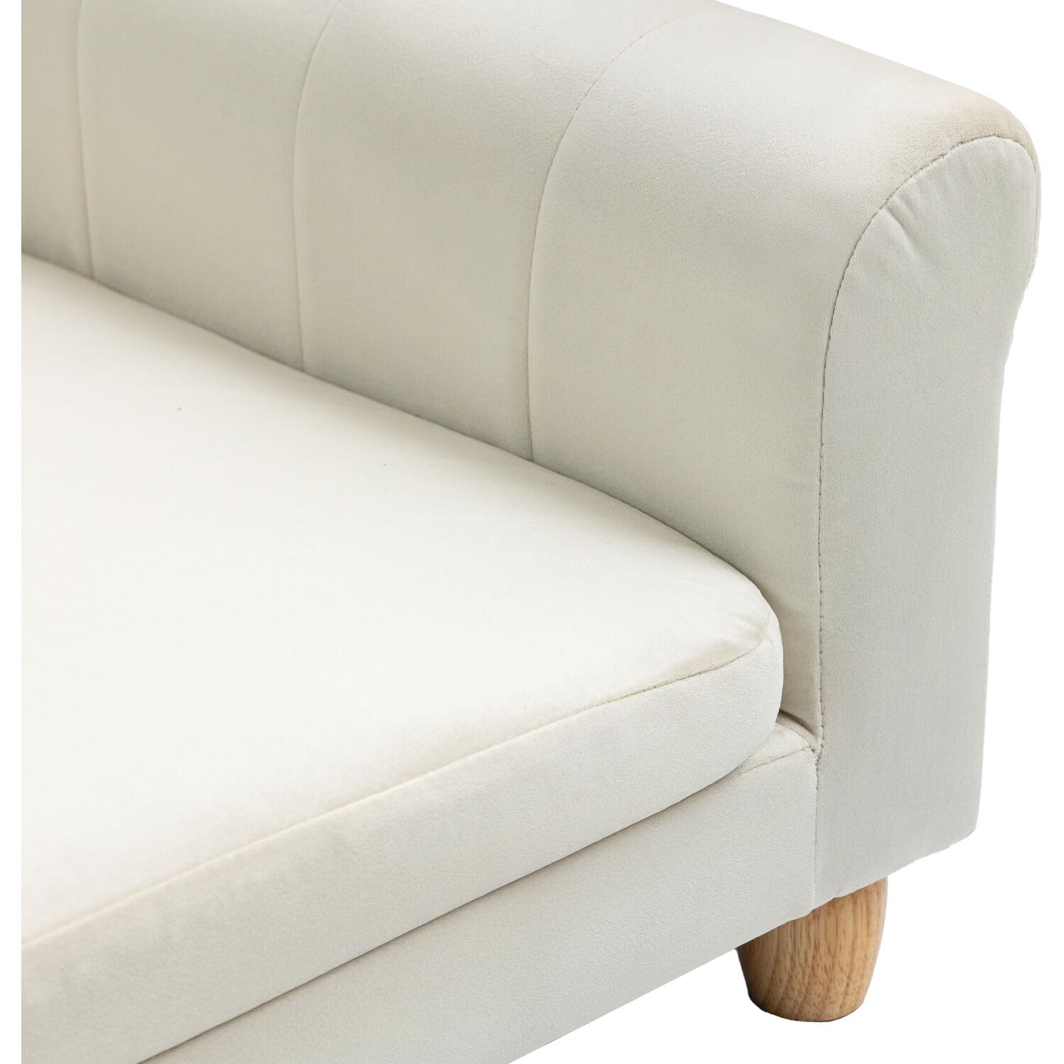 Critter Sitters 42-Inch Elegant Cream Faux-Velvet Rectangular Dog Sofa Bed - Durable Elevated Pet Couch for Medium & Large Dogs - Comfortable Modern Stylish Dog Furniture for Living Room, Bedroom & Pet-Friendly Spaces