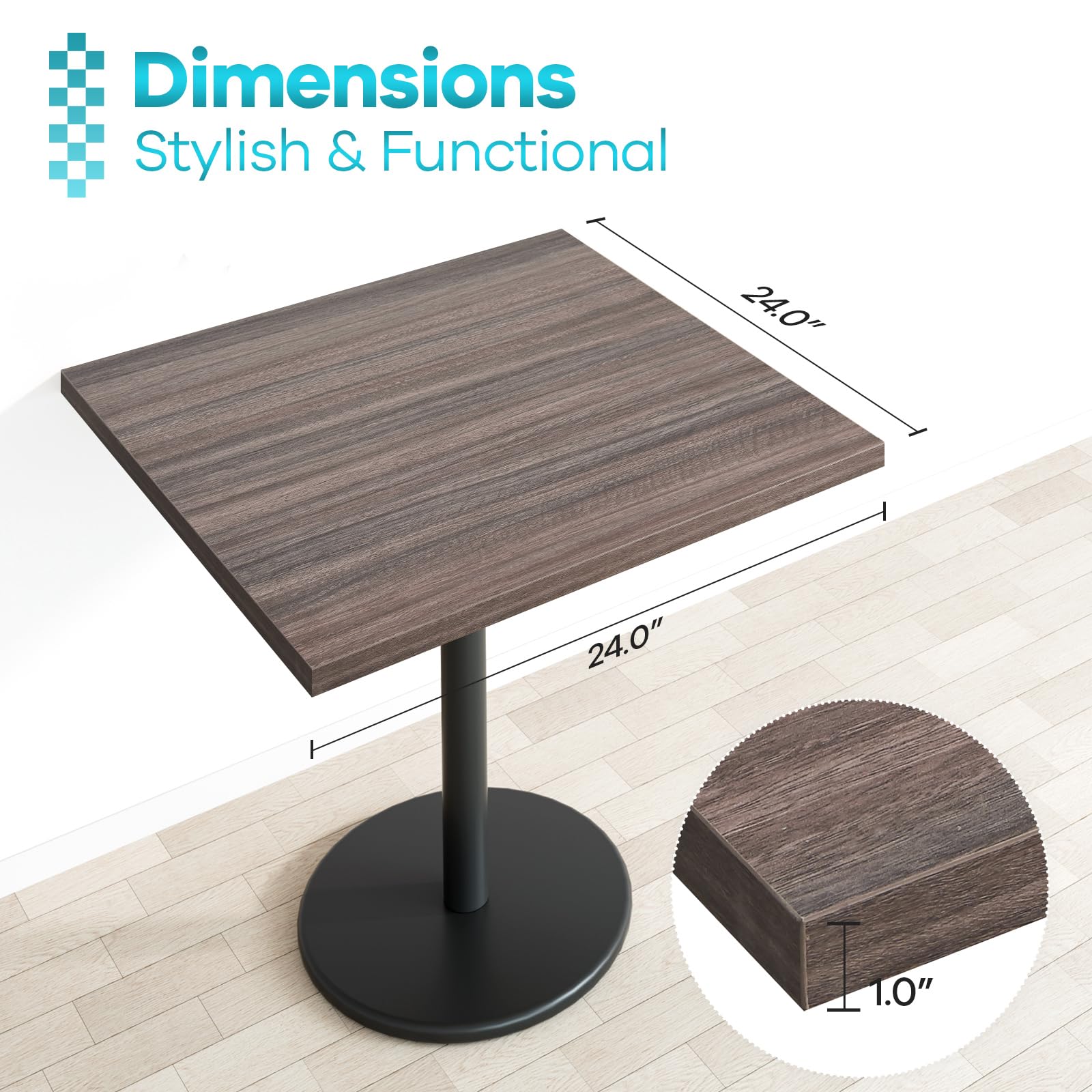2-Pack Kaboon 24x24 Inch Reversible Melamine Table Top - 1 Inch Thick Eucalyptus/Rustic Wood Design - Durable Countertop for Kitchen, Bar, Restaurant & Commercial Use - Indoor Home & Office Furniture Upgrade