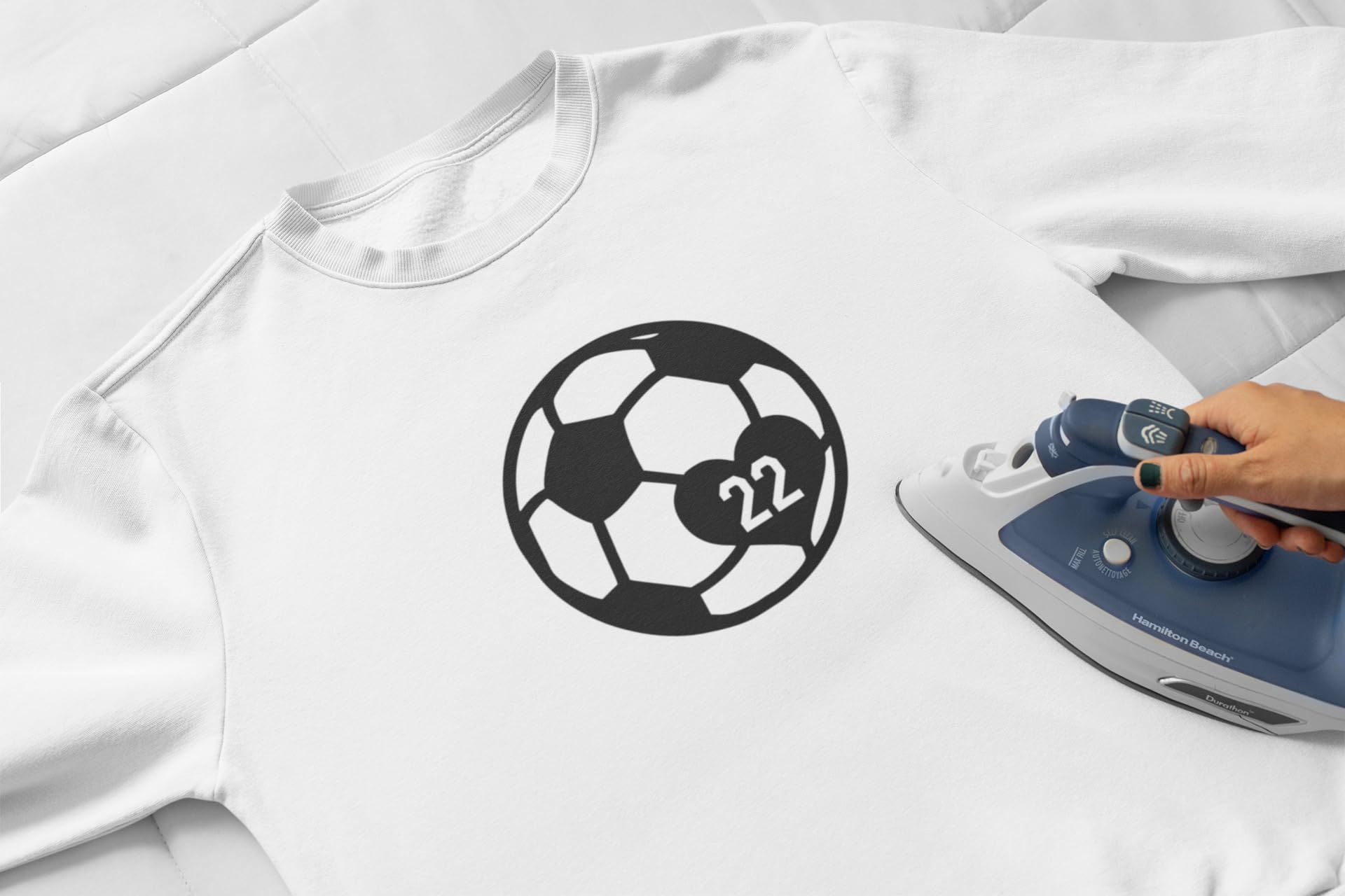 Custom Soccer Player Number Iron-On Decal - DIY Heat Transfer Patch for Jerseys, Shirts & Crafts (White Glitter) - Perfect for Team Uniforms, Gifts & Soccer Mom DIY Projects