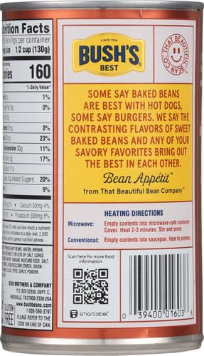 Bush's Best Baked Beans with Onions, 28 oz (1.75 lb) - Canned Beans for BBQ, Picnics & Family Dinners - Rich & Flavorful Side Dish