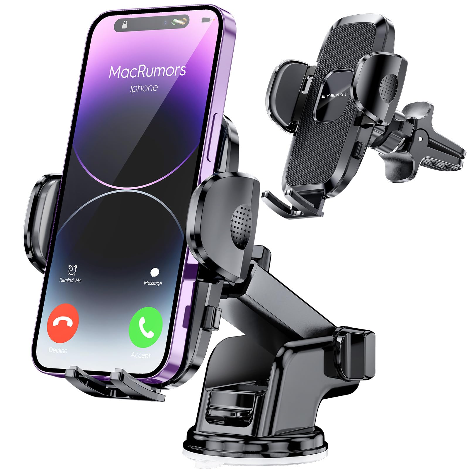 Universal Car Phone Holder - 3-in-1 Vent/Dashboard/Windshield Mount for iPhone & Smartphones - Perfect for Road Trips & Commuting
