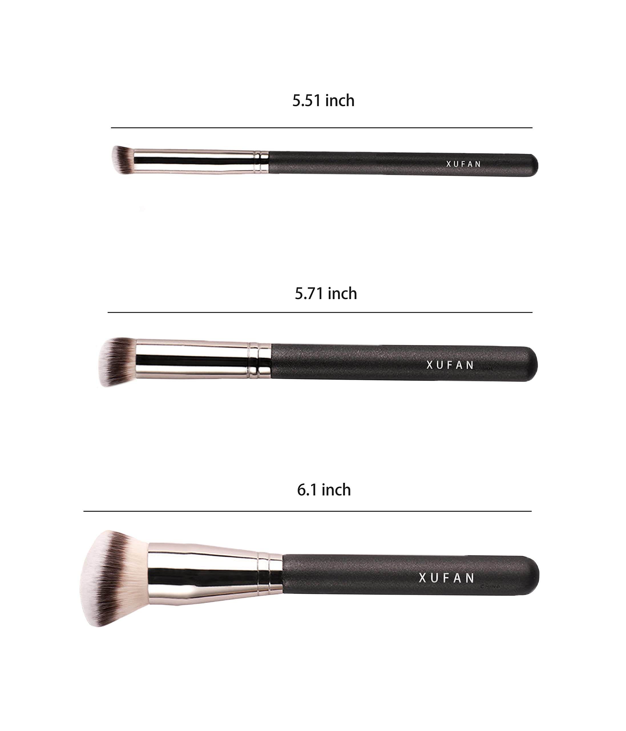3PCS Professional Foundation Concealer Brushes Set - Mini Angled Under Eye Brush & Nose Contour Brush for Flawless Makeup Application | Perfect for Daily Makeup, Travel & Professional Makeup Artists