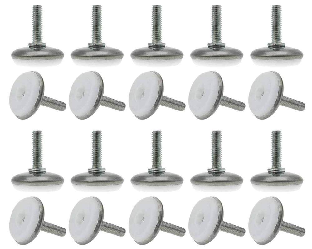 20-Pack M8 x 20mm Adjustable Furniture Leveling Feet - Screw-On Leg Levelers for Desks, Tables, Sofas & Chairs - Protect Floors & Stabilize Wobbly Furniture in Home, Office or Workshop