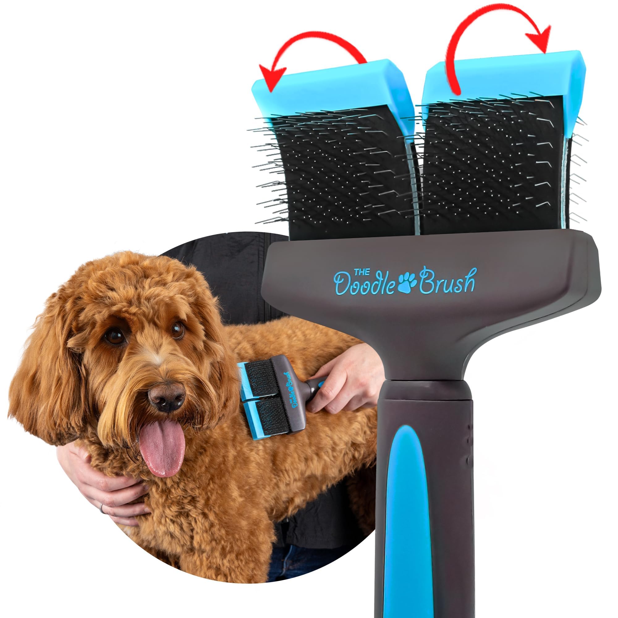 Double Head Slicker Brush for Dogs - Detangling & Grooming Brush for Cockapoo, Goldendoodle, Poodle & Long Haired Dogs - Perfect for Home Pet Care & Professional Grooming