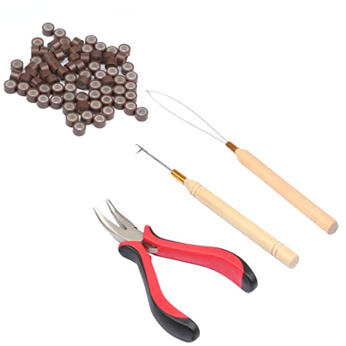 Microlinks Set + 200 Pcs Silicone Rings (Brown)