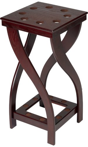 8-Slot Stained Wood Cue Rack for Pool Sticks - Elegant Twist Design Billiard Accessory for Home Game Room & Bar Decor