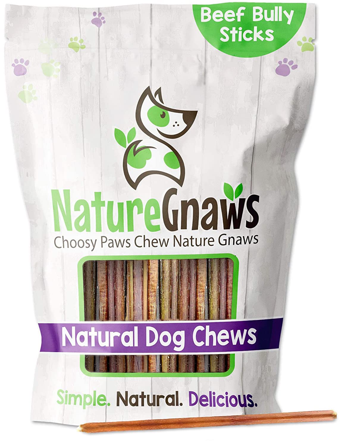 Nature Gnaws Extra Thin Bully Sticks for Dogs - Premium Natural Beef Chews - Long Lasting Dog Treats for Small Dogs & Puppies - Rawhide Free - 6 Inch (10 Count) - Perfect for Teething, Training & Dental Health
