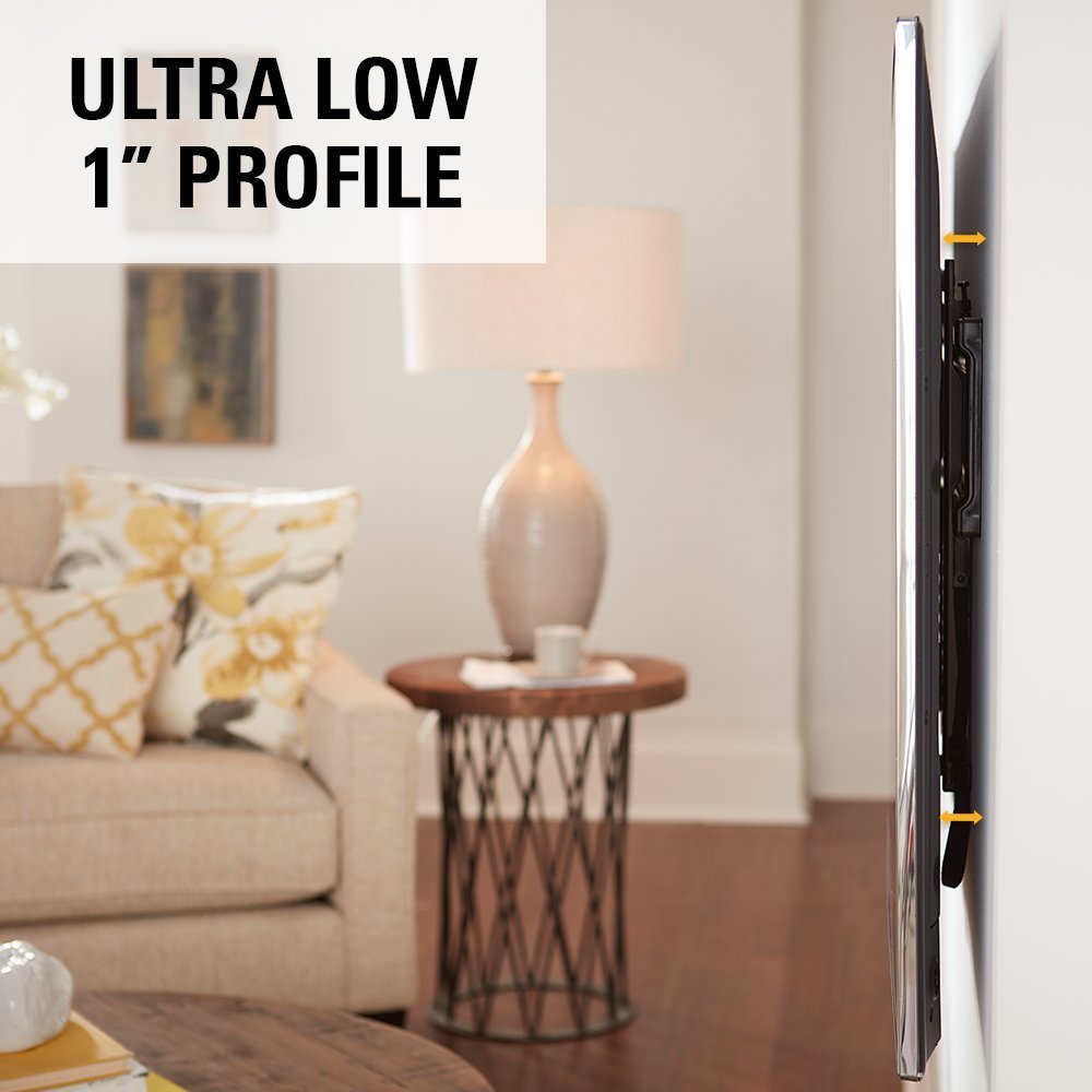 Universal Low Profile Fixed TV Wall Mount Bracket with In-Wall Power Cable Management Kit - SANUS - Perfect for Living Rooms, Bedrooms & Home Theaters (Fits Most 37-90