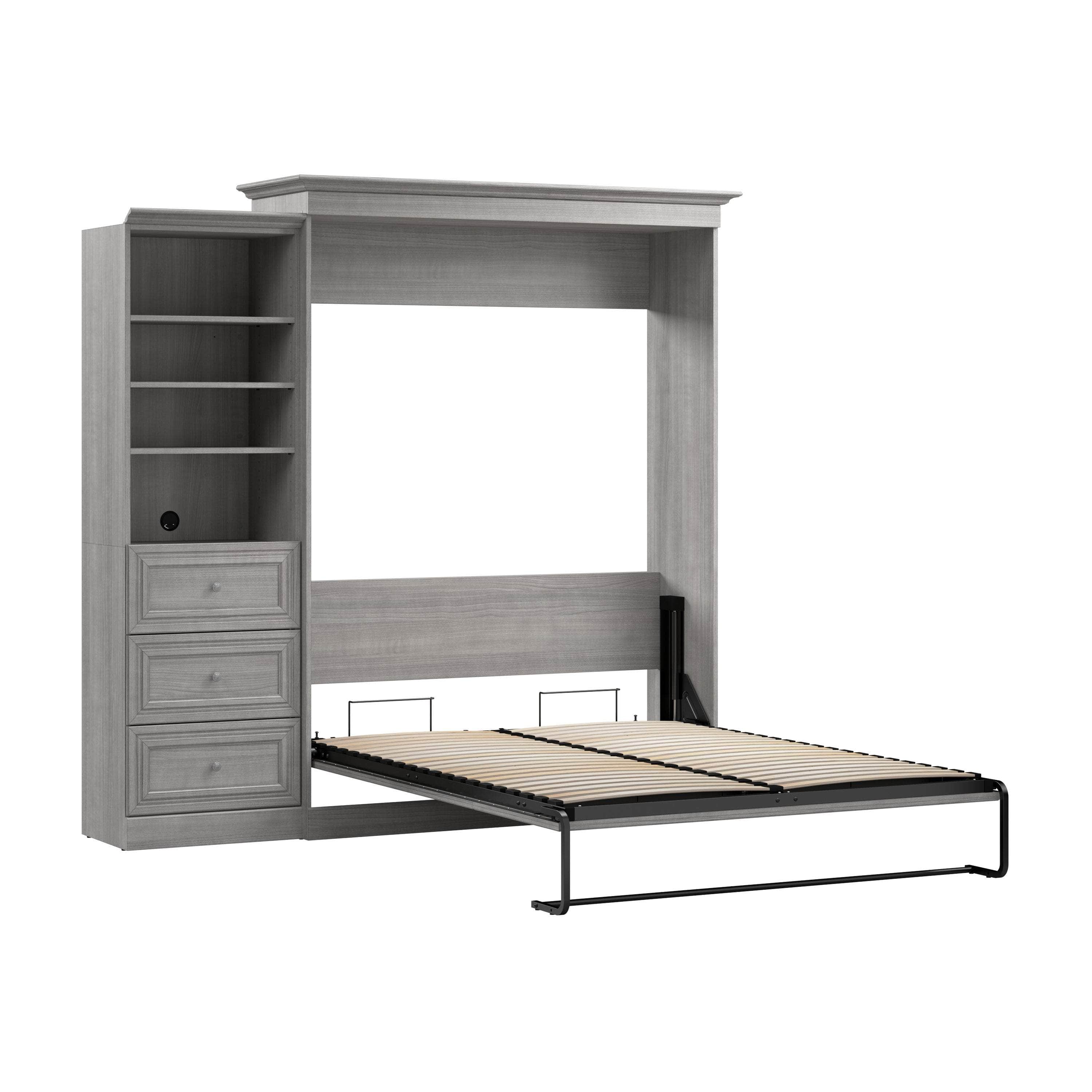 Space-Saving Queen Murphy Wall Bed with Built-In Closet & Drawers - 2 Color Options | Perfect for Small Apartments, Guest Rooms & Home Offices