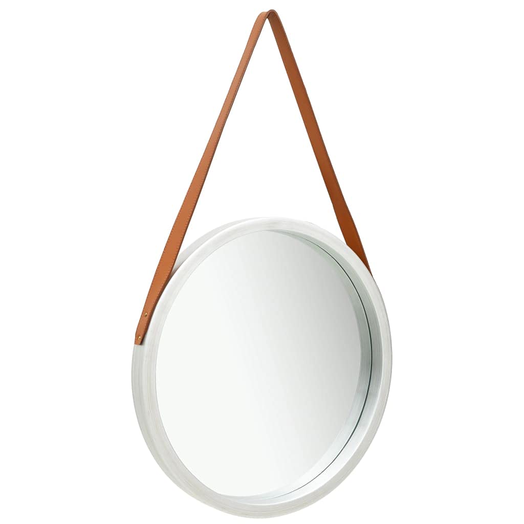 Vintage Round Wall Mirror with Strap - 16.7