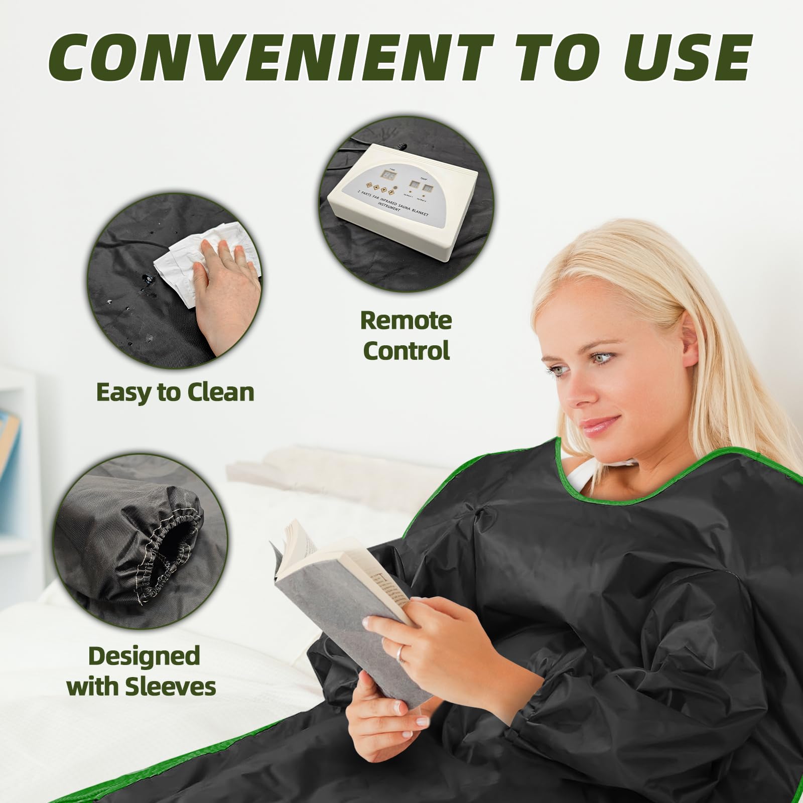 Portable Infrared Sauna Blanket with Remote Control - Detachable Sleeve for Full Body Relaxation - Home Spa Therapy for Weight Loss, Detox & Muscle Recovery