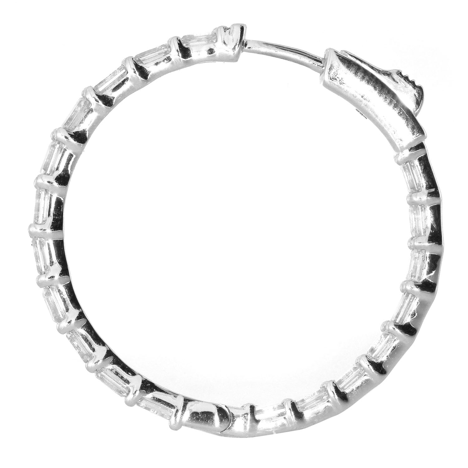 14K White Gold Baguette Diamond Wedding Hoop Earrings - Elegant Bridal Jewelry for Weddings, Anniversaries & Special Occasions