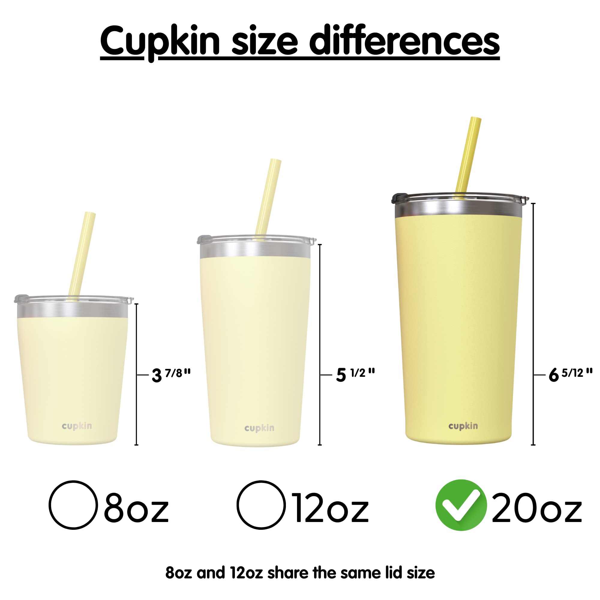 CUPKIN 20 oz Stainless Steel Insulated Tumbler with Lid & Straw - Double Wall Vacuum Insulated Travel Mug for Hot & Cold Drinks - Perfect for Coffee, Tea, Water & Smoothies - Ideal for Office, Gym, Hiking & Road Trips