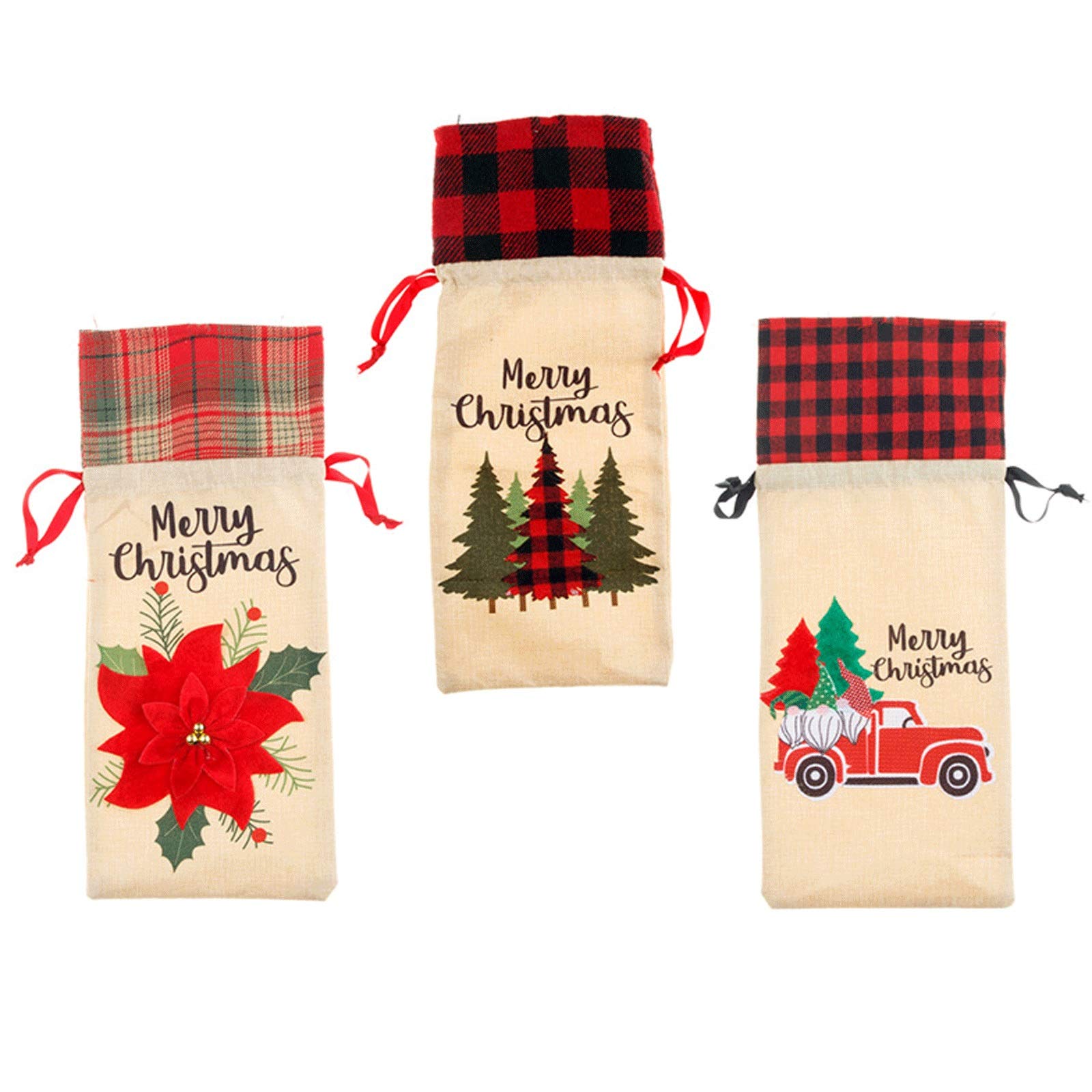 6-Pack Christmas Wine Bottle Bags - Elegant Wine Bottle Covers & Gift Bags for Holiday Parties, New Year Dinners, Xmas Decorations & Festive Gifting (Perfect for Christmas, Thanksgiving & Hostess Gifts)
