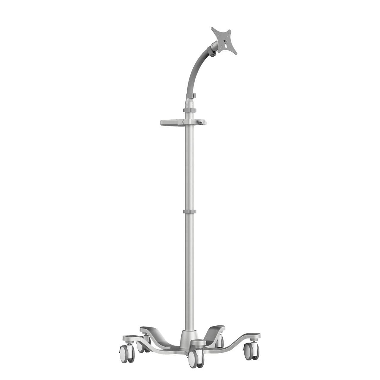 AgileGo Rolling VESA Universal Mount Mobile Tablet Cart - Commercial Grade Adjustable Gooseneck Stand for iPad, Surface Pro, Monitor (RVU101) | Perfect for Retail, Classroom, Hospital & Office Use